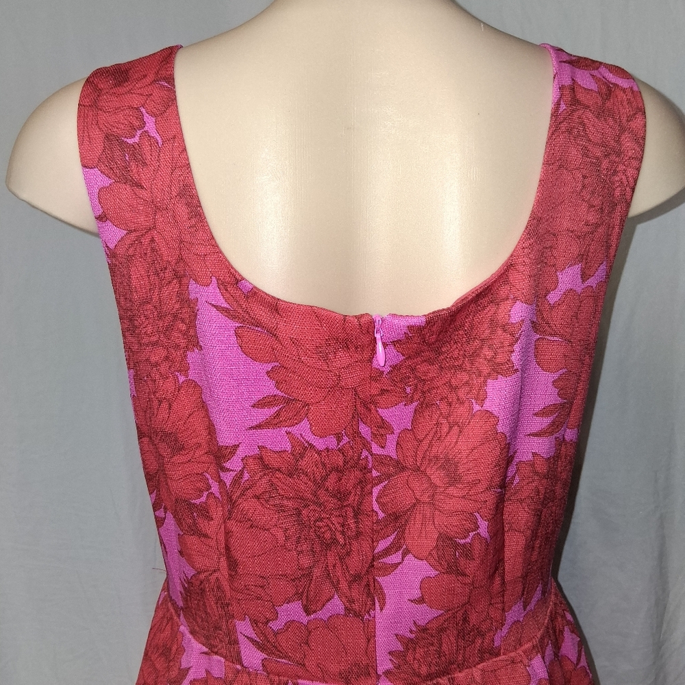 Nina Leonard Pink and Red Floral Mini Dress Retro High Low Bubble - Picture 12 of 16